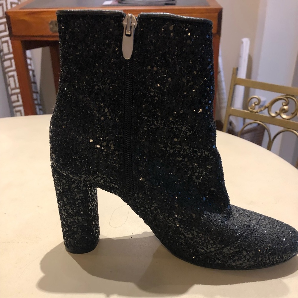 Chic black glitter bootie. Razzle and Dazzle them with these beauties!